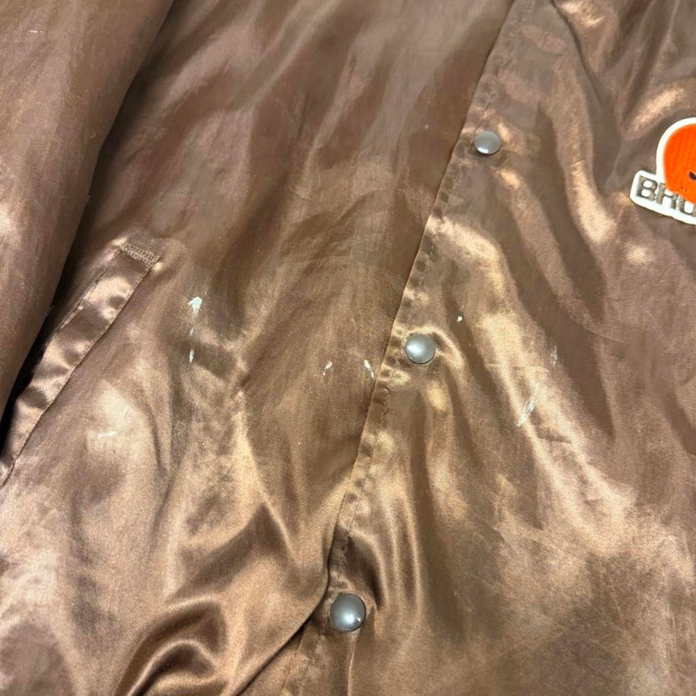 Vintage 90s Cleveland Browns NFL Paint Splatter Satin Bomber Jacket Mens L - Picture 4 of 8